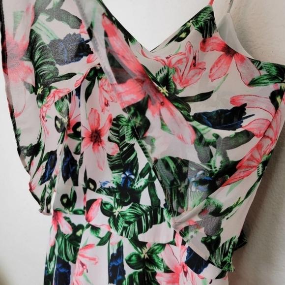 VINCE CAMUTO Jungle Lily Floral Overlay Dress Summer Tropical Size 8 - Picture 5 of 8